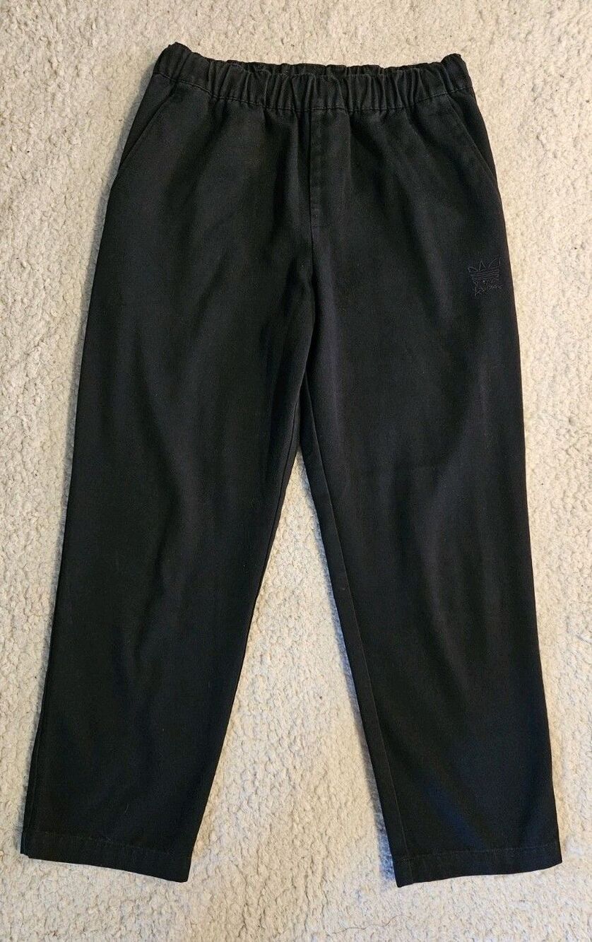 Adidas x Jonah Hill Originals Mens Small Black Elastic Twill Pants Trefoil Logo
